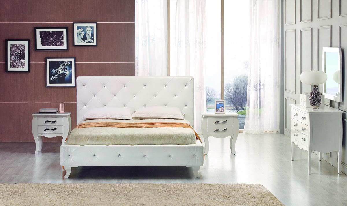 

    
VIG Modrest Monte Carlo White Leatherette Crystals Tufted Twin Bedroom Set 3Pcs
