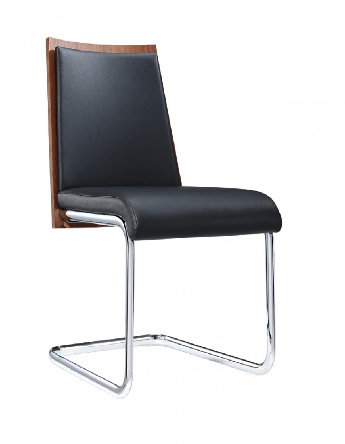 

    
Black Leatherette Walnut Back Dining Chair Set 2 Pcs VIG Modrest Morgan
