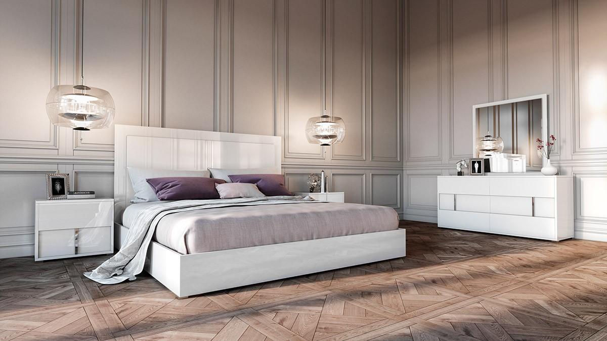 

    
VIG Modrest Nicla Glossy White King Bedroom Set 5Pcs Contemporary Made In Italy
