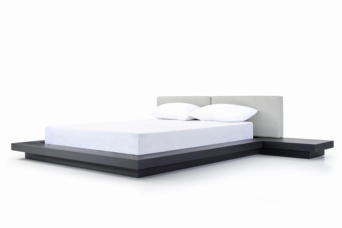

    
Wenge & Grey Japanese Style Queen Platform Bed w/Nightstands VIG Modrest Opal
