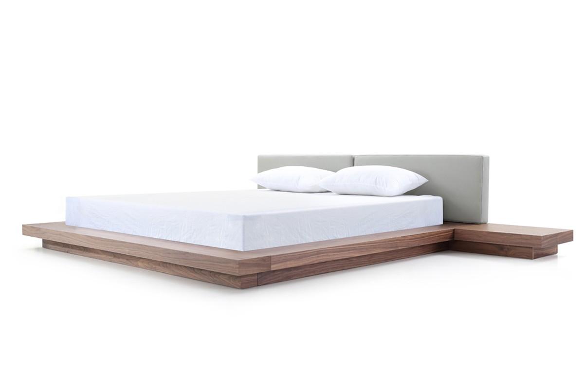 

    
Walnut Grey Japanese Style Cal King Platform Bed w/Nightstands VIG Modrest Opal
