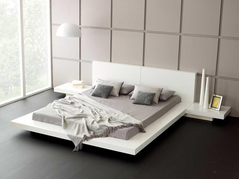 

    
VIG Modrest Opal White Gloss Lacquer Japanese Style Eastern King Platform Bed with Nightstands
