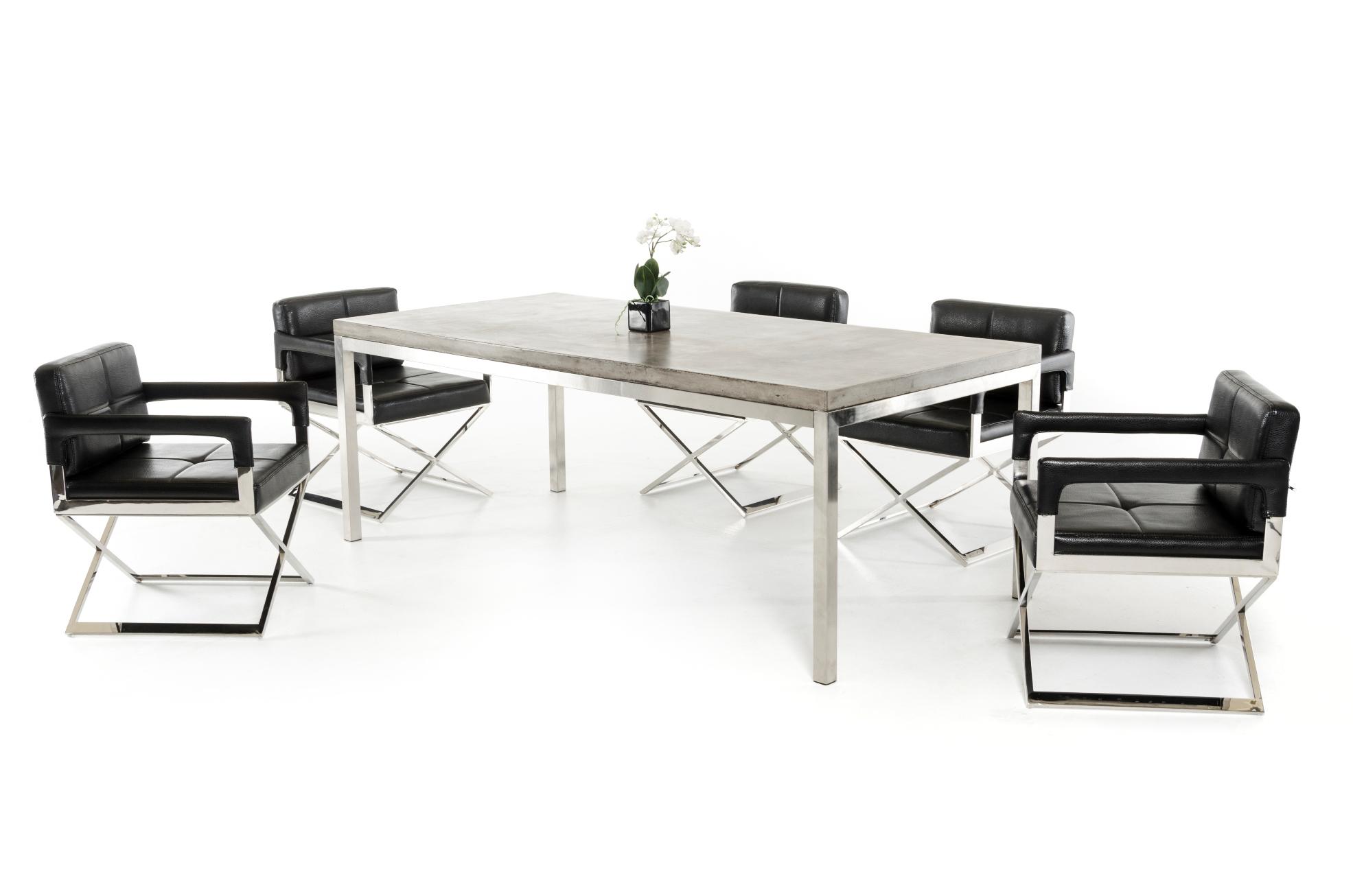 

    
VIG Modrest Retna Concrete Dining Table Black PU Chairs Set 7Pcs Modern
