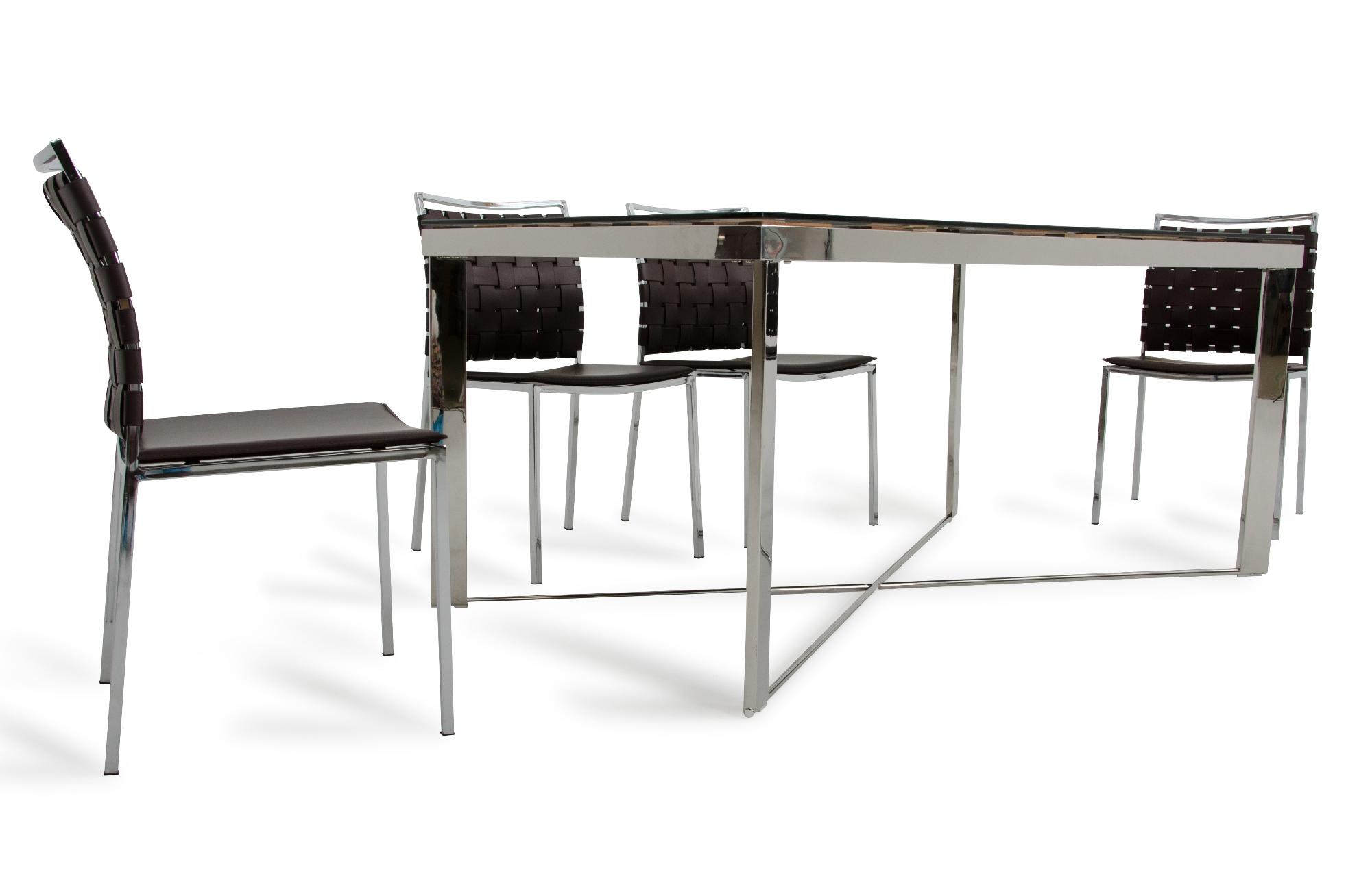 

        
VIG Furniture Modrest Santiago Dining Table Brown/Chrome Glass Top 00840729137188
