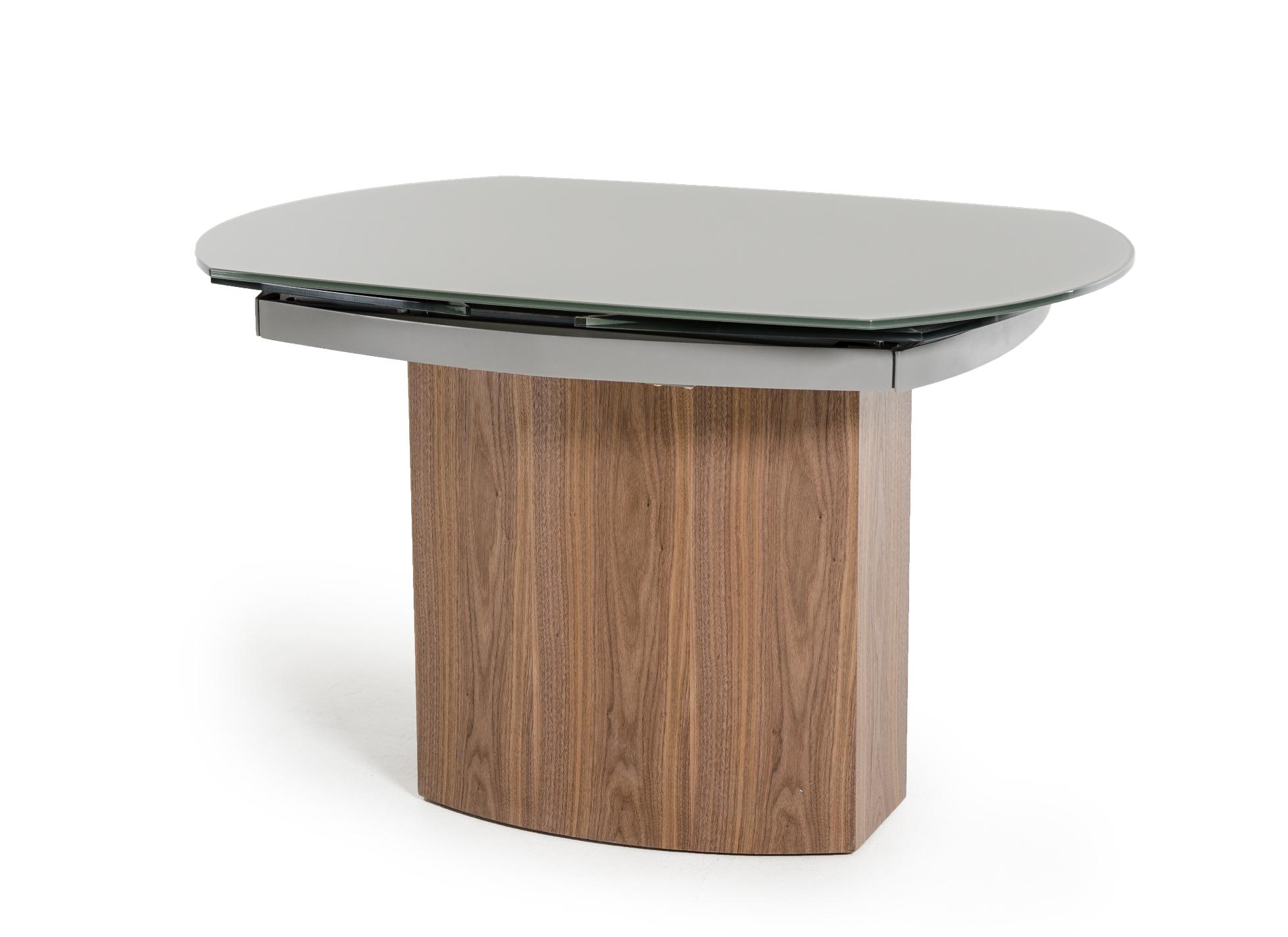 

    
Grey Glass Top Walnut Veneer Dining Table VIG Modrest Swing Modern Contemporary
