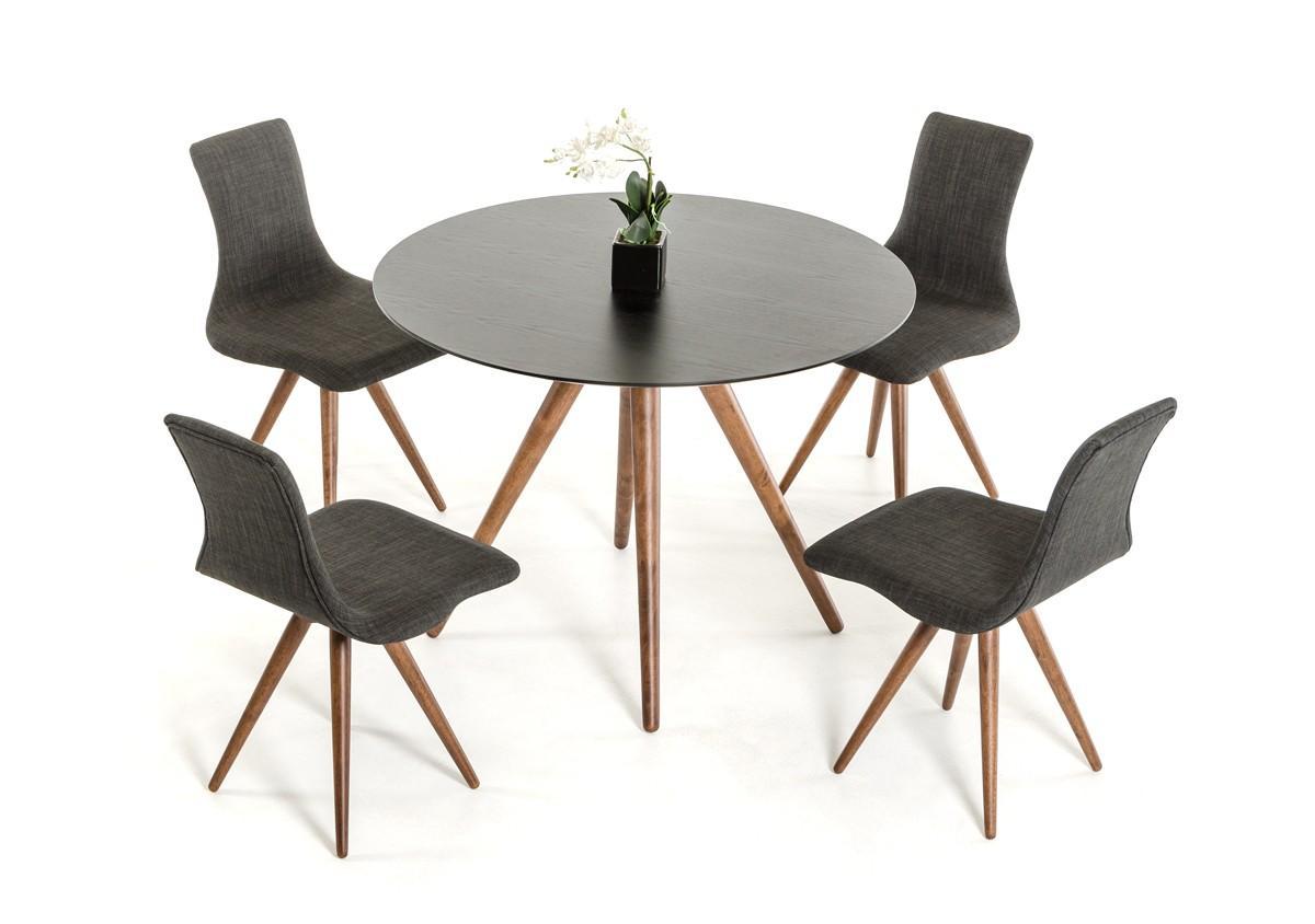 

    
Black & Walnut Round Dining Table Set 5 Pcs VIG Modrest Tracer Contemporary
