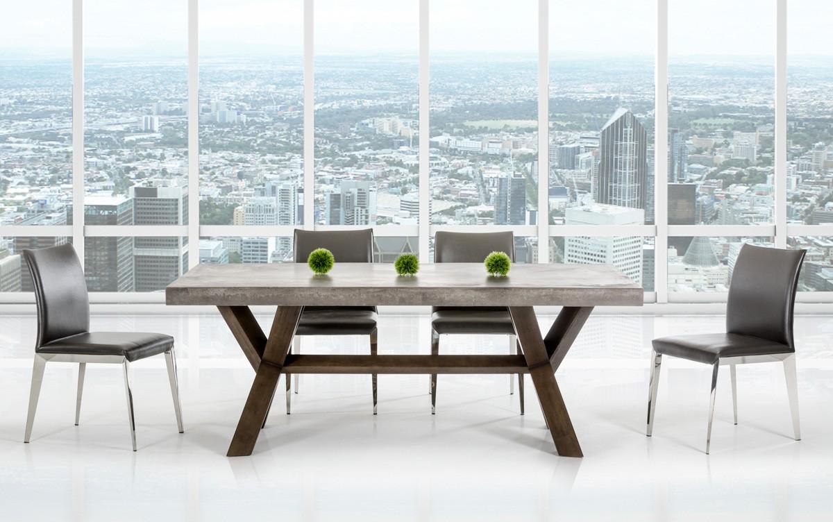 

    
VIG Modrest Urban Concrete Dining Table Grey Eco Leather Chairs Set 7Pcs Modern
