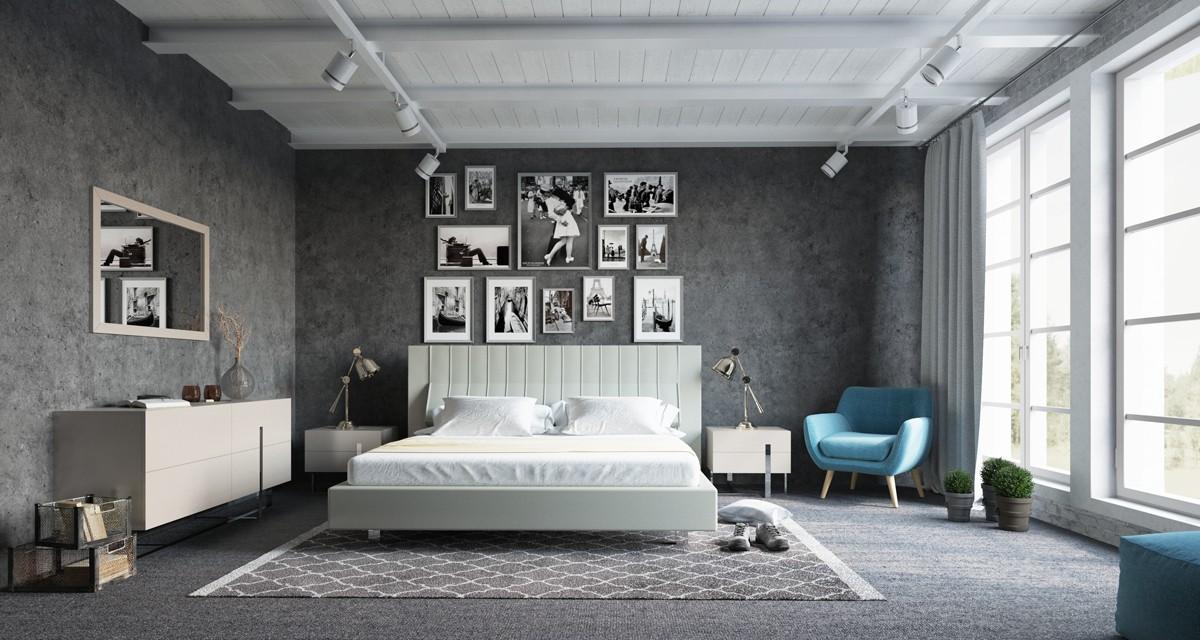 

    
VIG Modrest Voco Grey Leather Pattern Padded Headboard King Size Platform Bedroom Set 5Pcs
