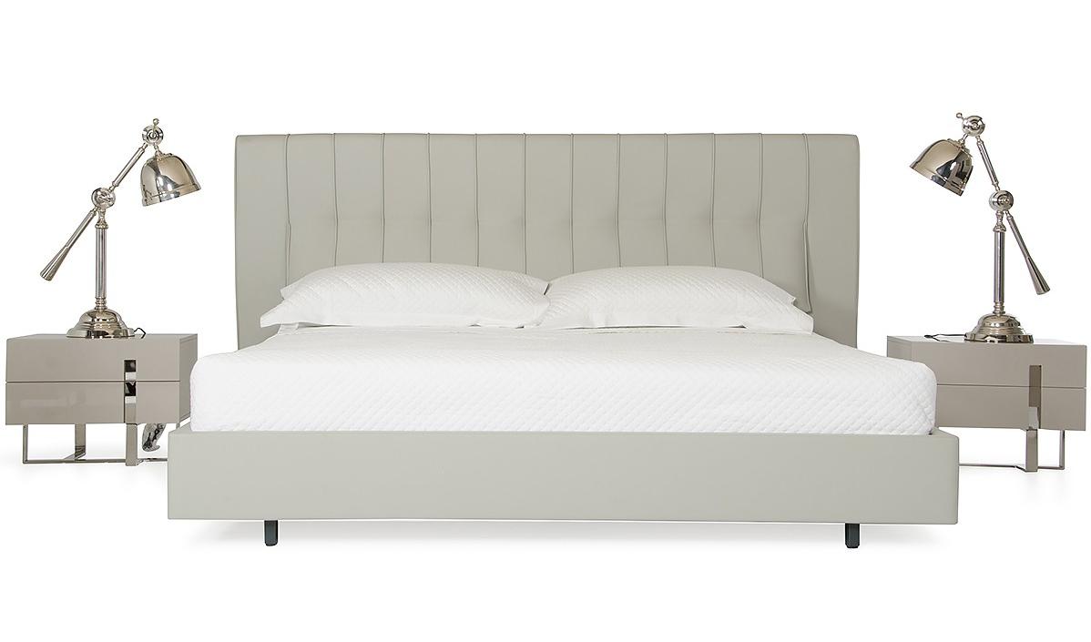 

    
VIG Modrest Voco - Modern Grey Leather Pattern Padded Headboard Queen Size Platform Bed
