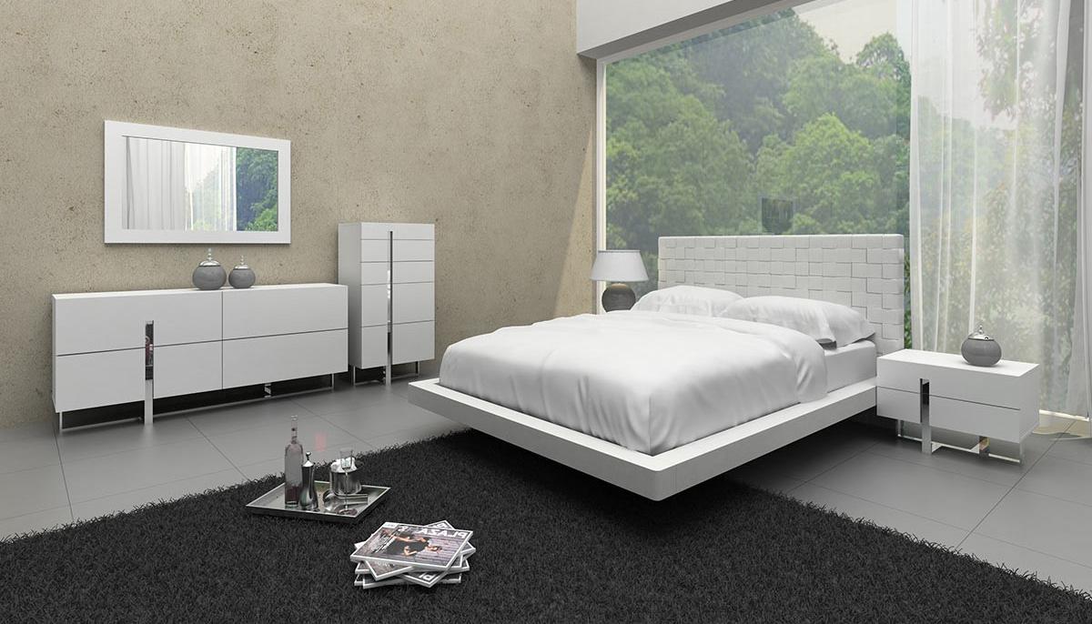 

    
VIG Modrest Voco White Leather Pattern Headboard King Size Bedroom Set 6Pcs
