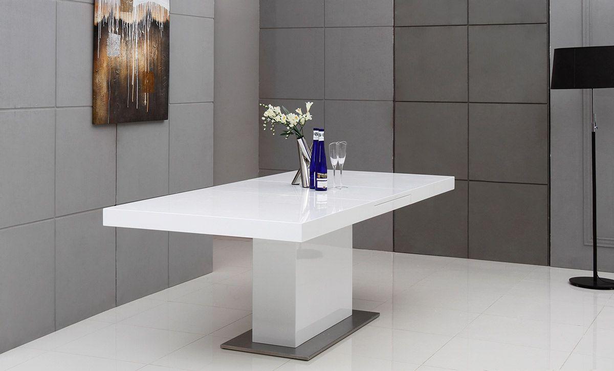 

    
Modern White & Stainless Steel Extendable Dining Table by VIG Modrest Zenith
