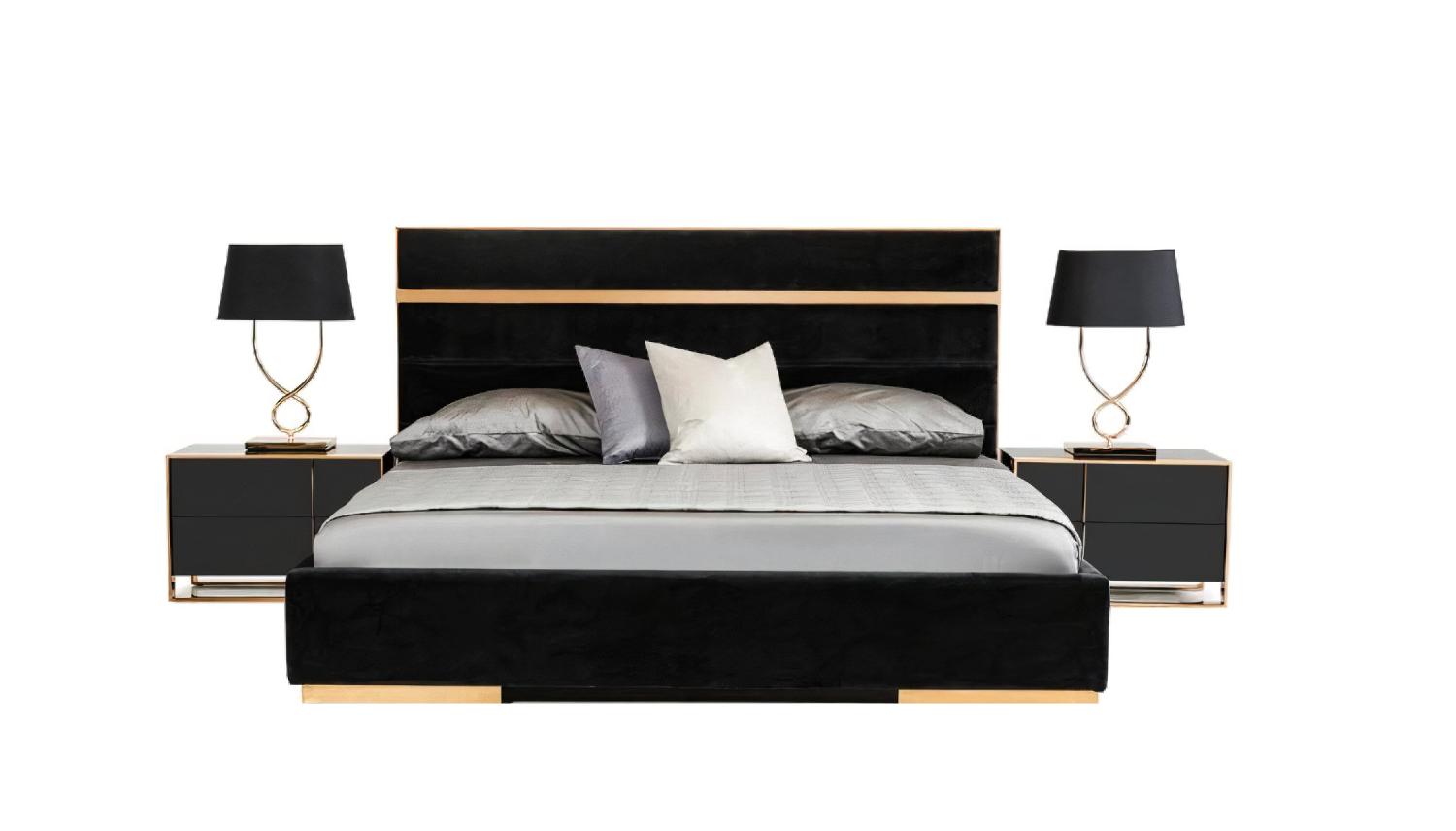

    
Modern Black Velvet & Rosegold King Bedroom Set 3Pcs by VIG Nova Domus Cartier
