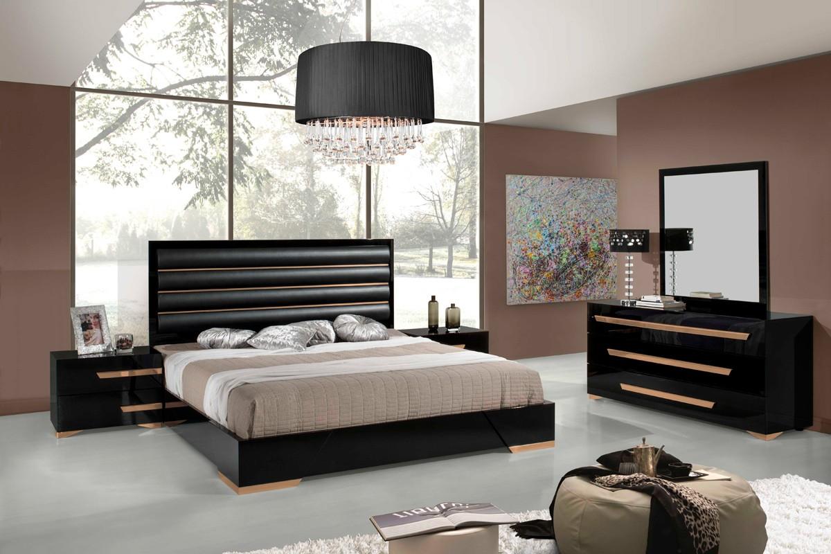

    
VGACROMEO-BLK-SET-EK-5 Glossy Black Rosegold King Bedroom Set 5Pcs VIG Nova Domus Romeo MADE IN ITALY
