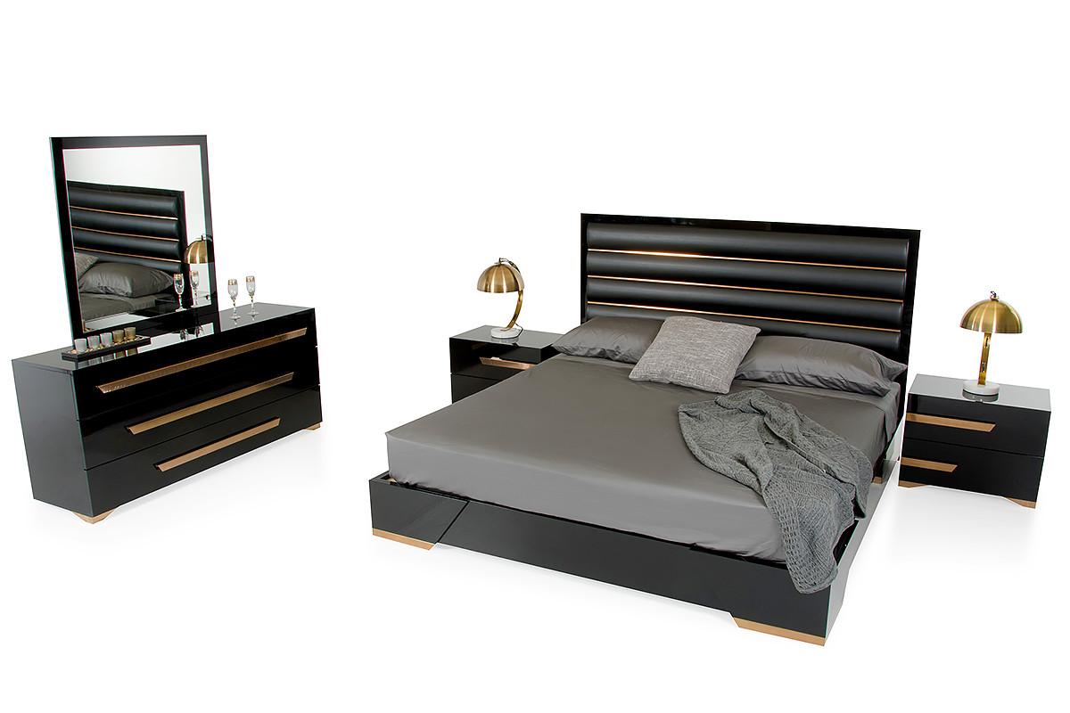 

    
Glossy Black Rosegold King Bedroom Set 5Pcs VIG Nova Domus Romeo MADE IN ITALY
