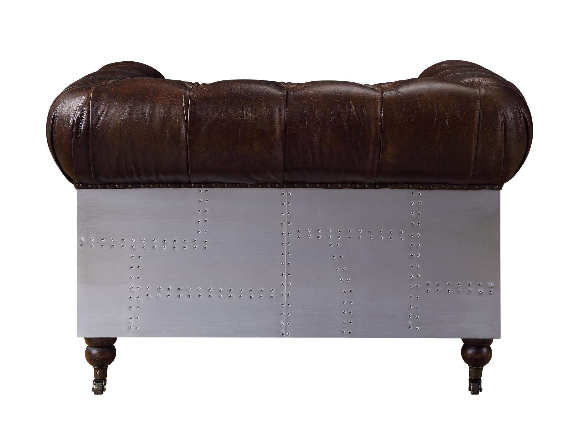 

    
Vintage Brown Top Grain Leather & Aluminum Arm Chair Aberdeen 56592 ACME Urban
