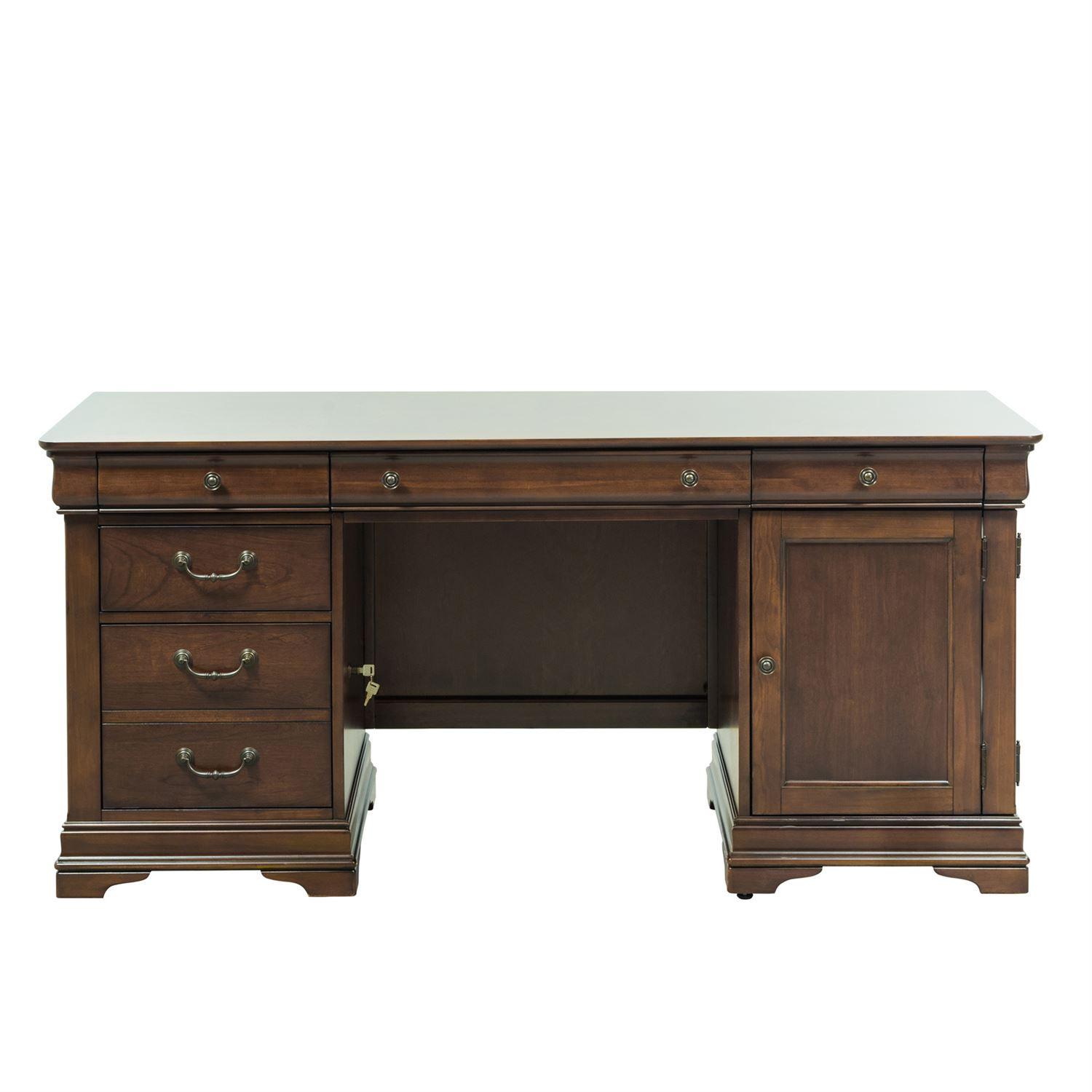 

    
Vintage Brown Wood Executive Desk Chateau Valley 901-HO120 Liberty Furniture
