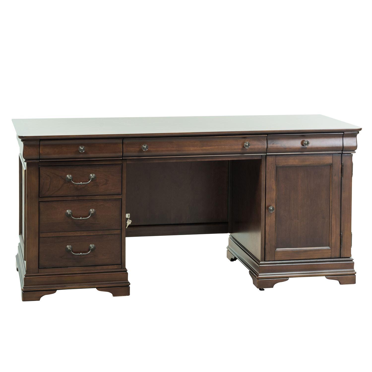 

    
Liberty Furniture Chateau Valley  (901-HOJ) Executive Desk Executive Desk Brown 901-HO120
