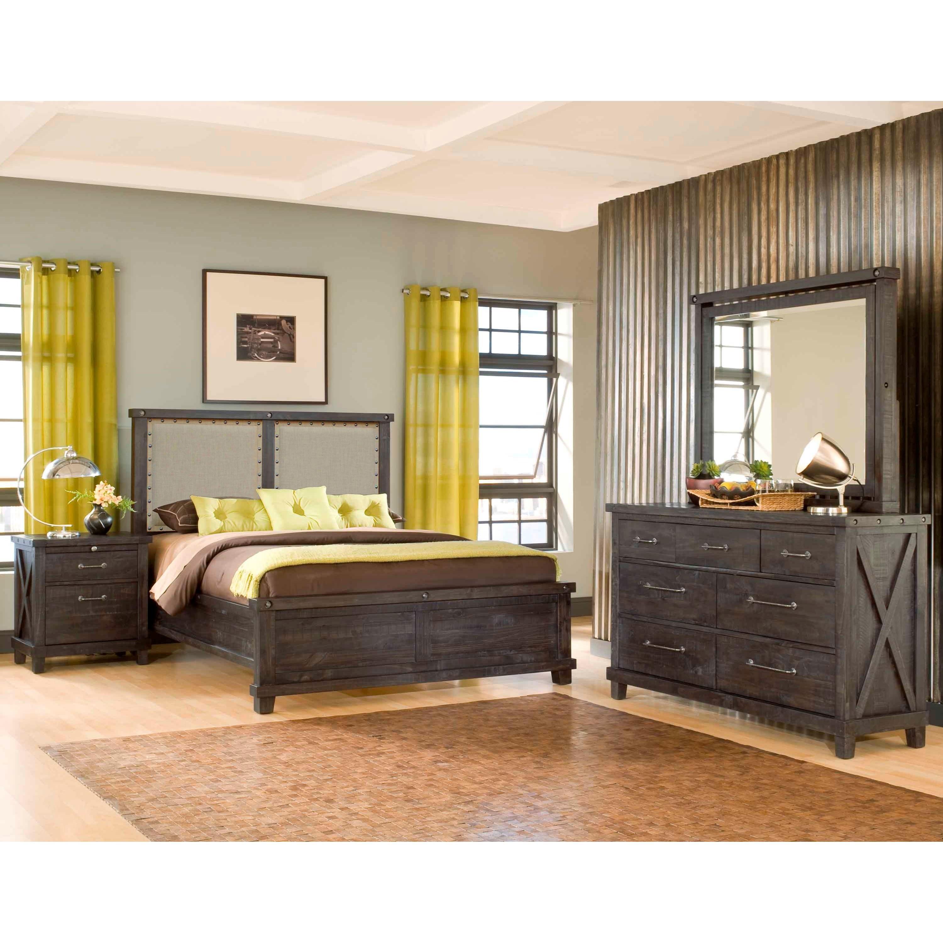

                    
Buy Vintage Cafe Finish Solid Wood Fabric Queen Bedroom Set 5Pcs YOSEMITE by Modus Furniture
