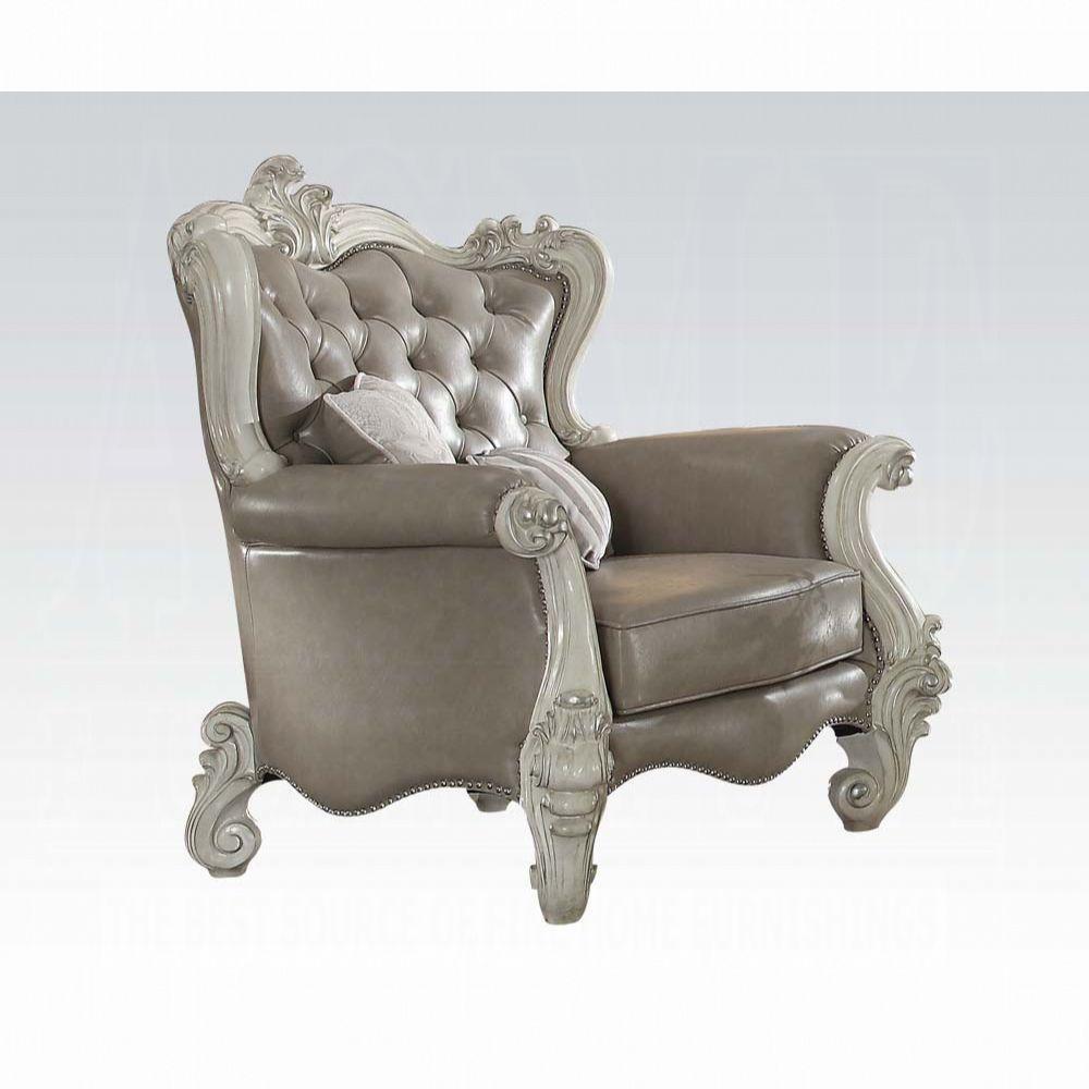 

    
Vintage Gray & Bone White Arm Chair Acme 52127 Versailles Classic Traditional
