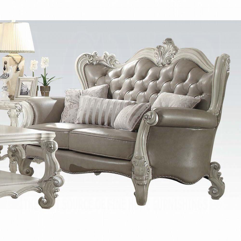 Classic, Traditional Loveseat 52126 Versailles 52126 Versailles in Gray Polyurethane