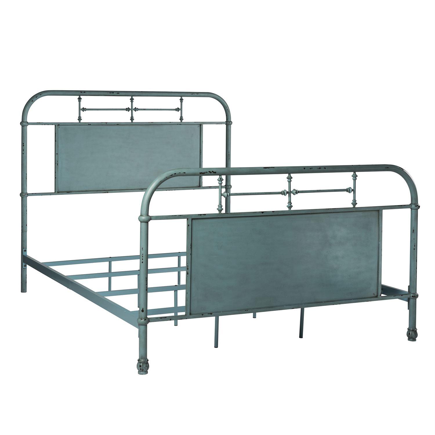 

    
Distressed Metal Finish Blue King Metal Bed 179-BR15HFR-BL Liberty Furniture

