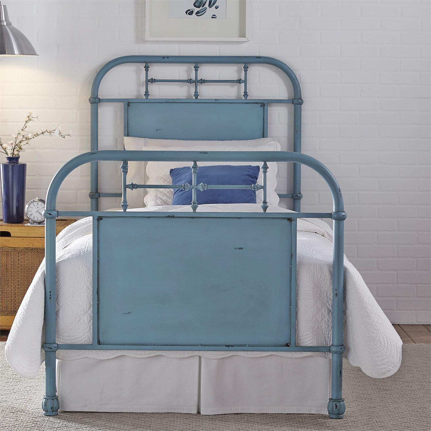 

    
Distressed Metal Finish Blue Twin Bed 179-BR11HFR-BL Liberty Furniture
