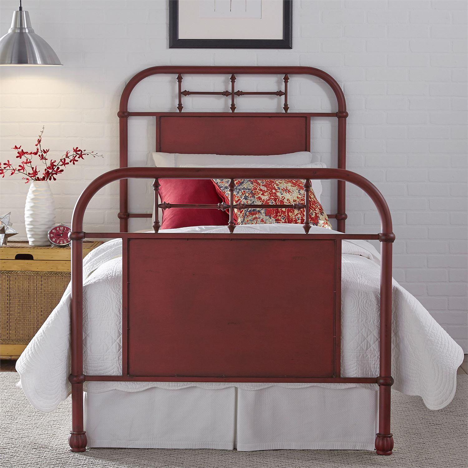 Vintage Panel Bed Vintage Series  (179-YBR) Metal Bed 179-BR11HFR-R in Red Metal