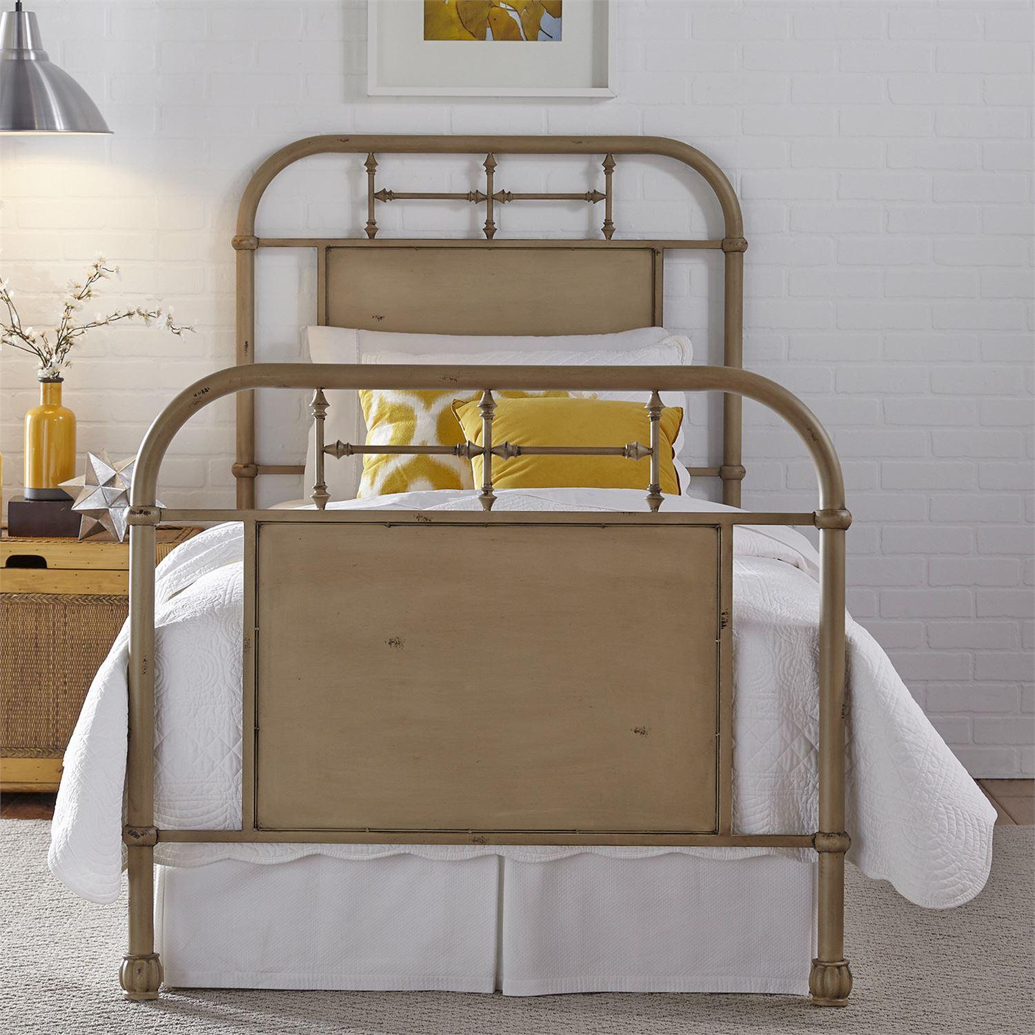 Vintage Panel Bed Vintage Series  (179-YBR) Metal Bed 179-BR17HFR-W in Cream Metal