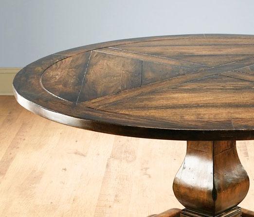 

    
Vintage Natural Wood Round Pedestal Pecan Finish Dining Table by AA Importing Hamptons Collection
