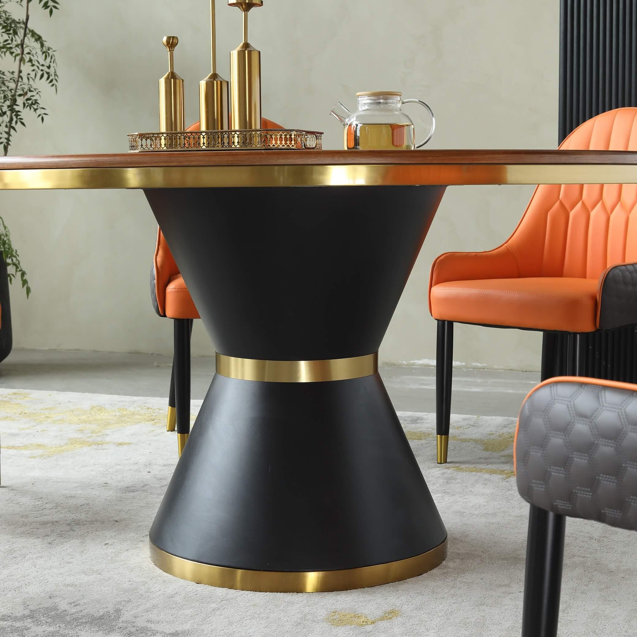Modern Round table VOGUE EF-27913-WDT in Gold, Chocolate 