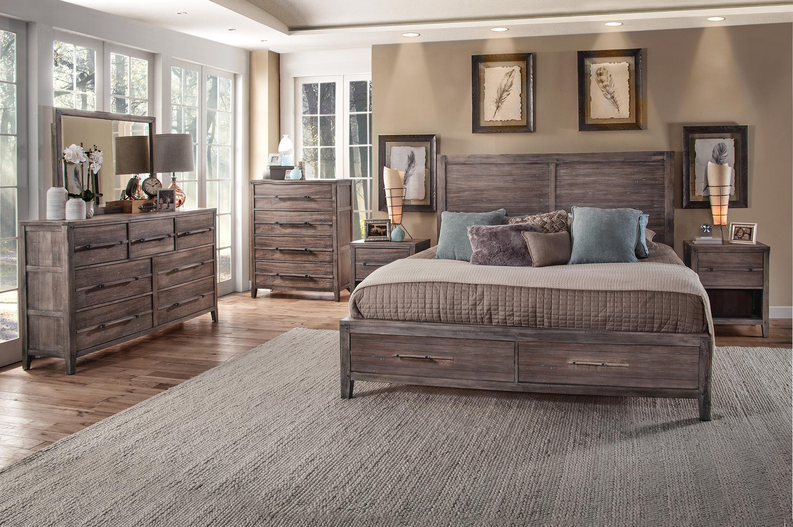 Classic, Traditional Panel Bedroom Set AURORA 2800-50PNST 2800-QPNST-4PC in Driftwood, Gray 