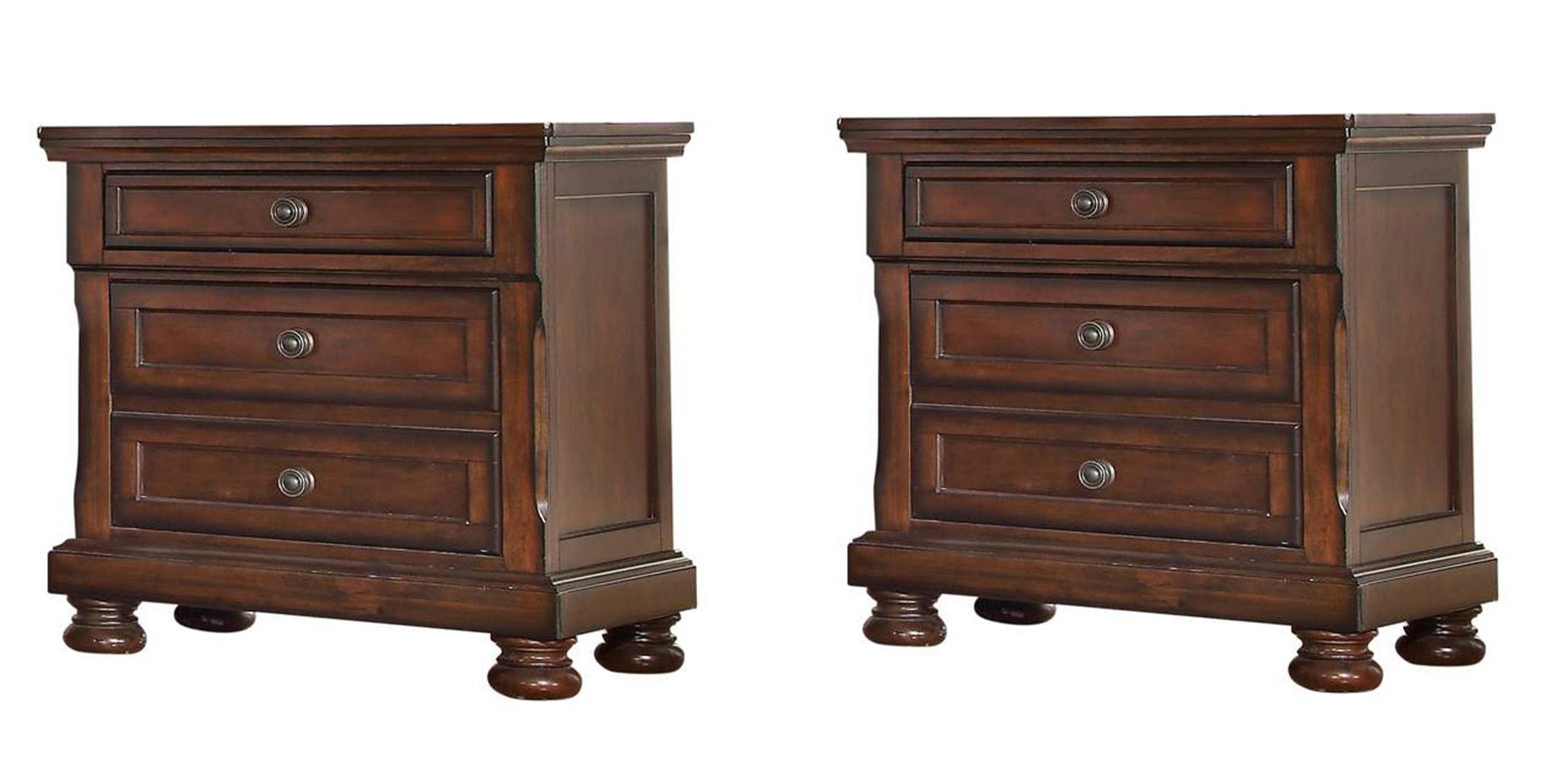 Classic, Traditional, Transitional Nightstand Set BALTIMORE GHF-808857819697-Set-2 in Walnut 