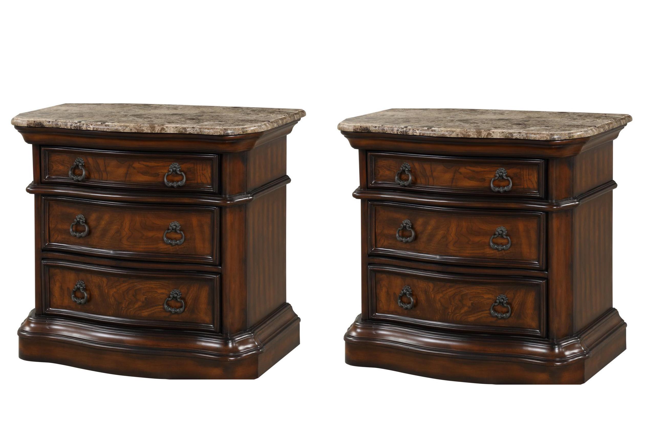 Classic, Traditional Nightstand Set MONTAGE MONTAGE-NS-Set-2 in Walnut 