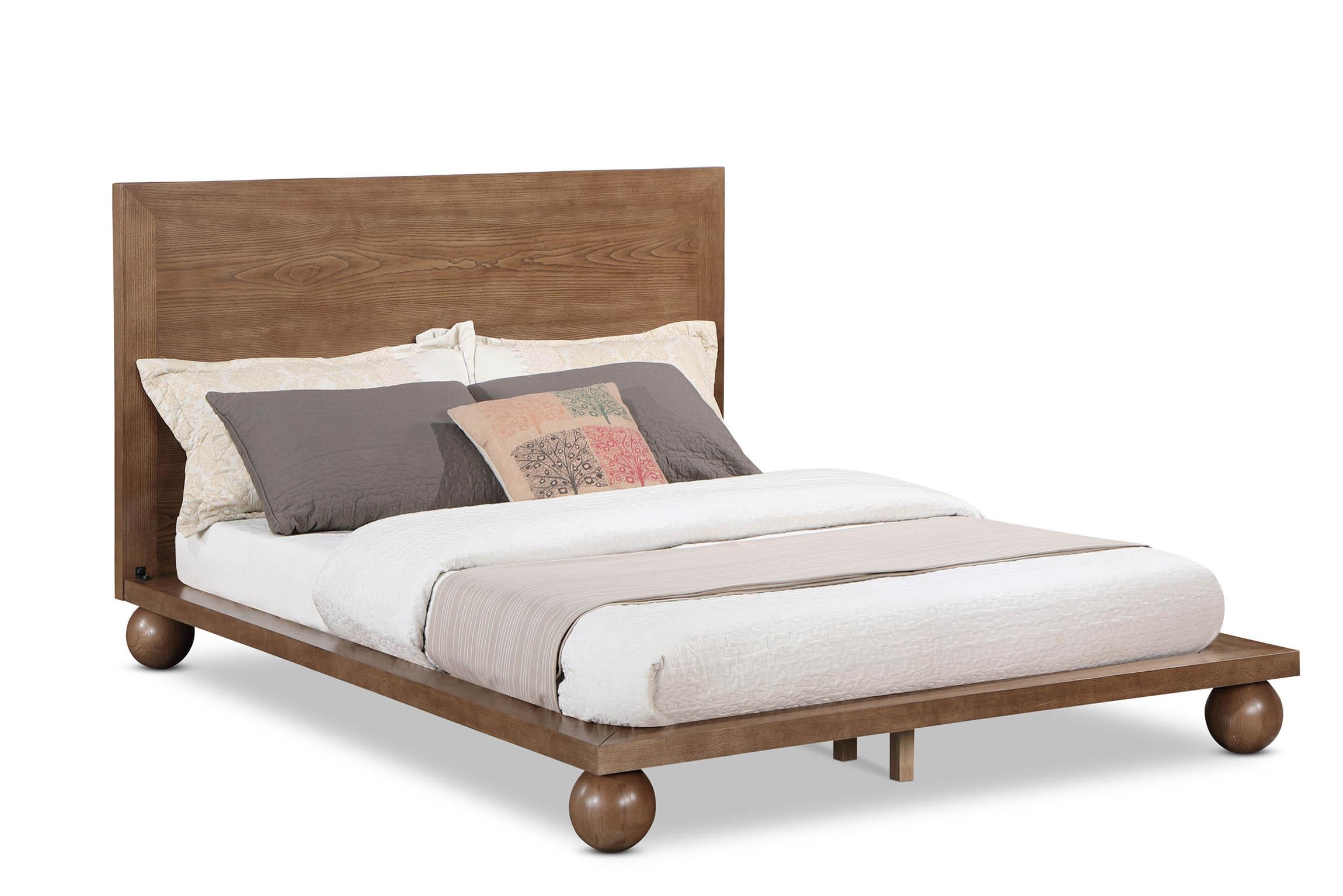 Contemporary, Modern Panel Bed KentWalnut-Q KentWalnut-Q in Walnut 