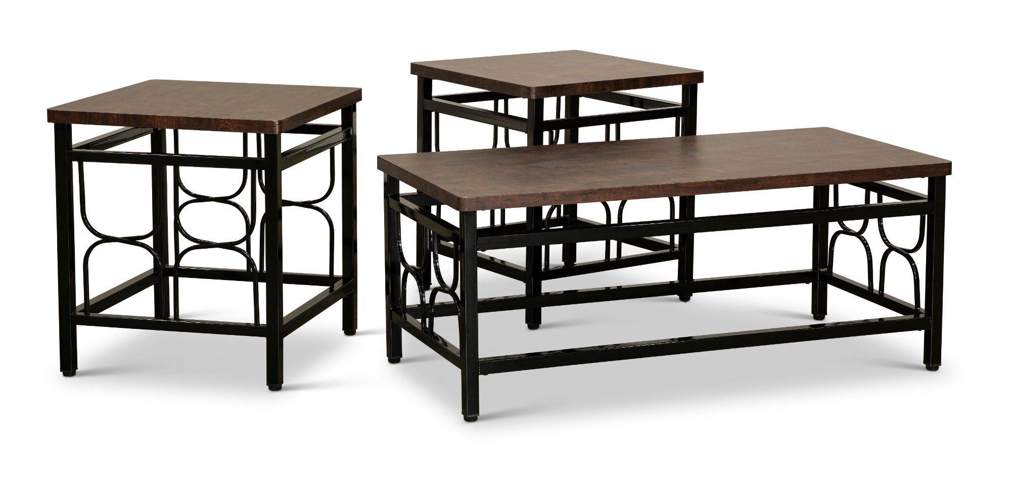 Contemporary Coffee Table and 2 End Tables Benjamin 4021SET in Walnut 