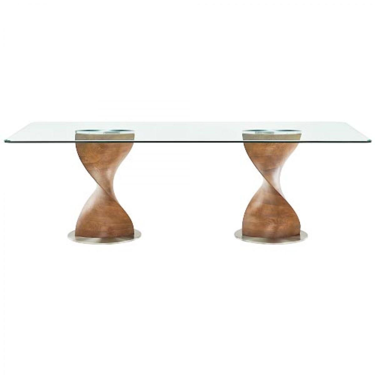 

    
Walnut & Clear Glass Dining Table by VIG mODREST Cleveland
