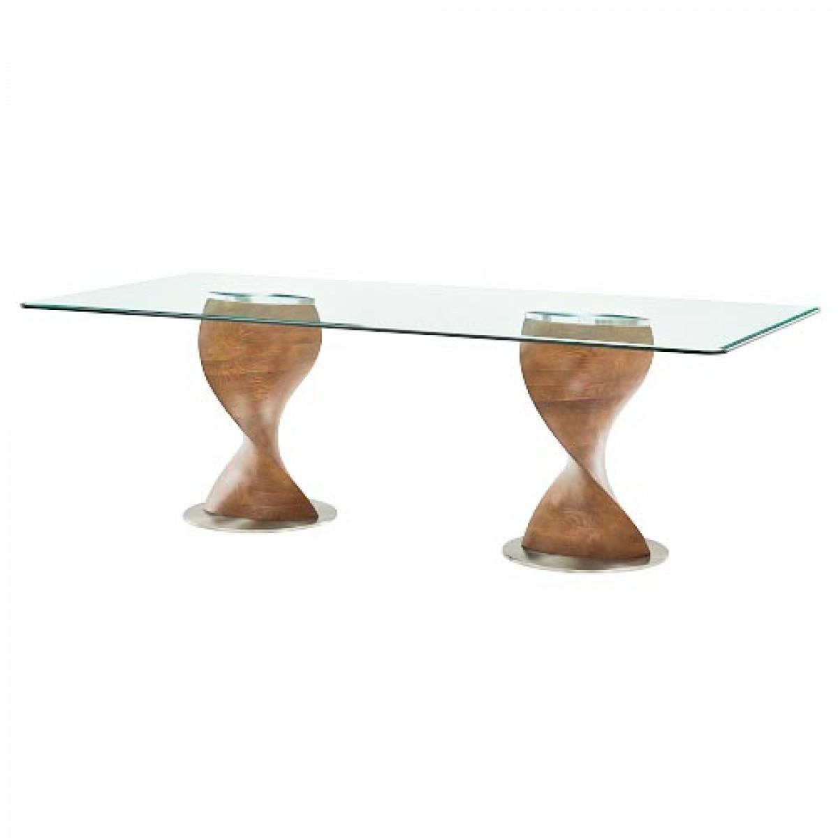 

    
Walnut & Clear Glass Dining Table by VIG mODREST Cleveland
