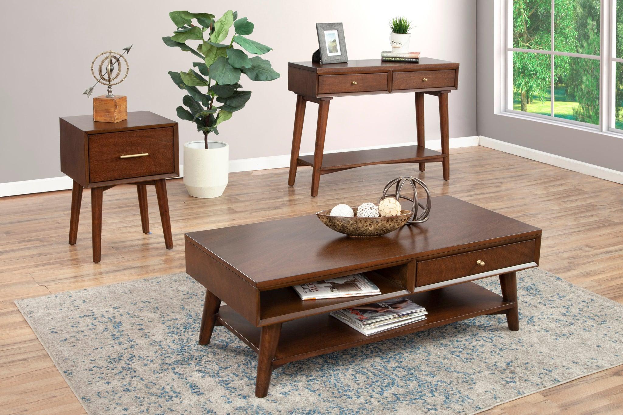 

    
Walnut Coffee Table Set 3Pcs Flynn ALPINE Mid Century Modern Contemporary
