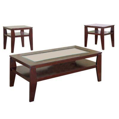 Contemporary, Traditional Coffee Table and 2 End Tables Scott 3707SET in Walnut 