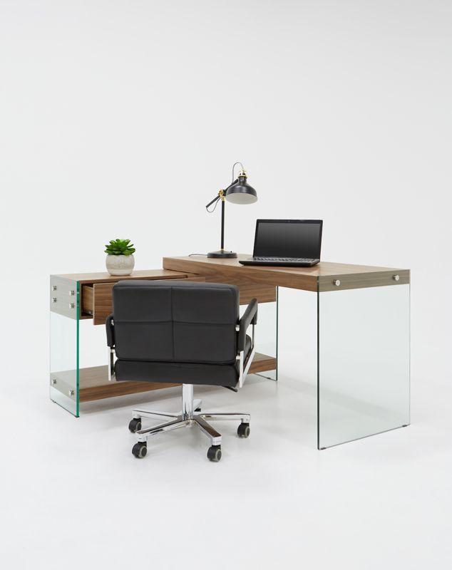 

    
Modern Walnut & Glass Desk by VIG Modrest Laxson
