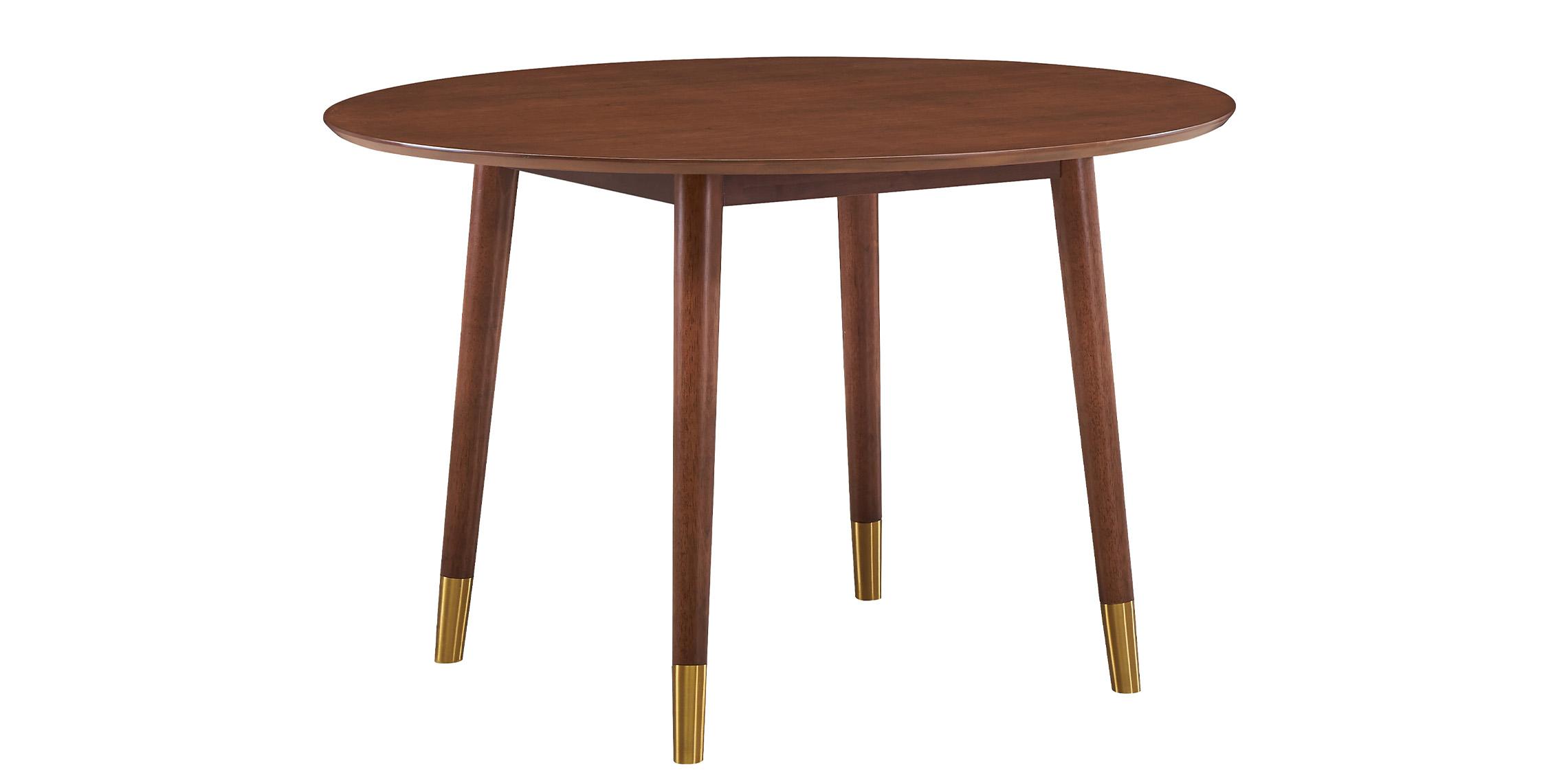 

    
Walnut & Gold Oval Dining Table SHERWOOD 992-T Meridian Mid-Century Modern
