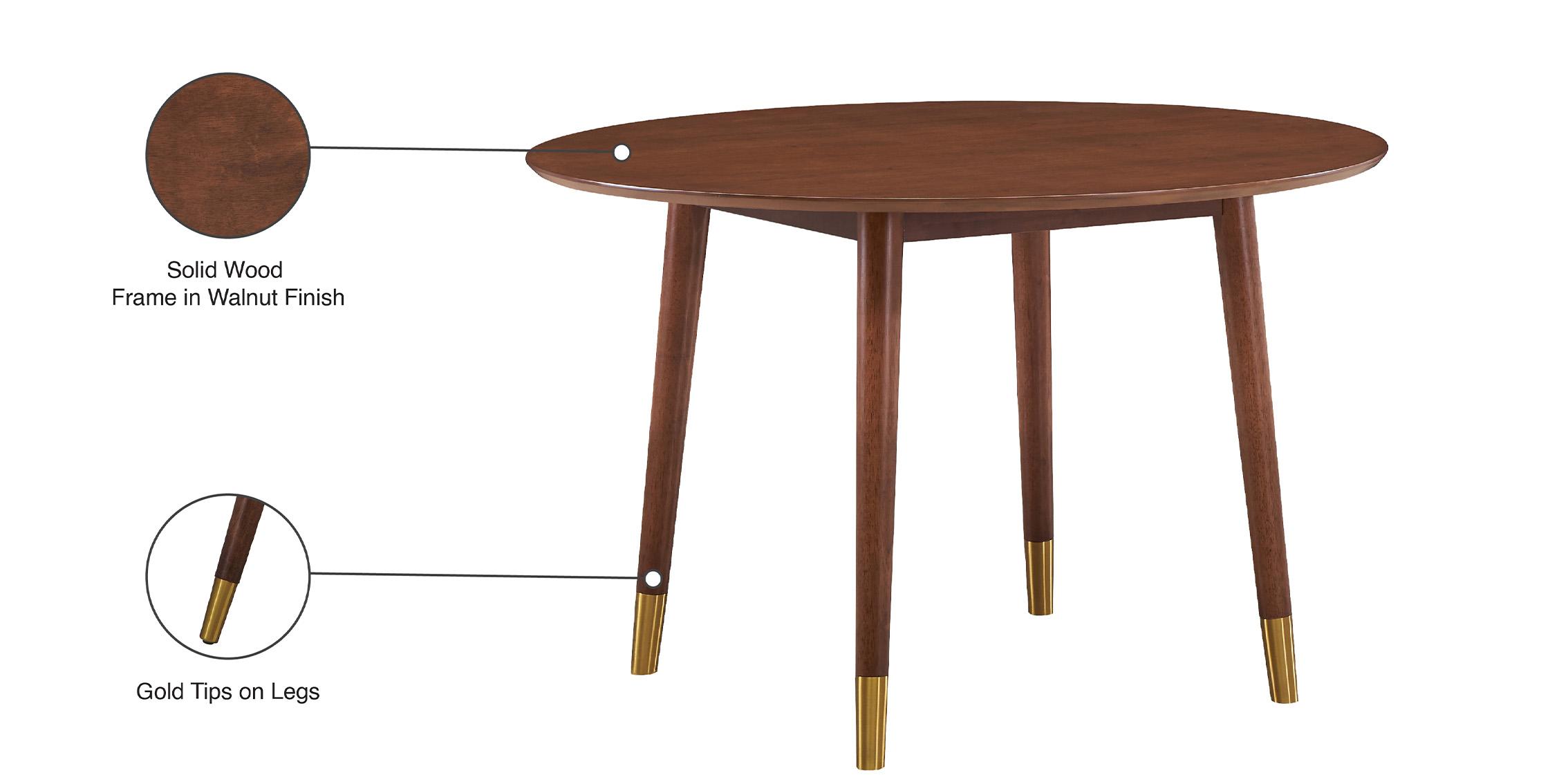

    
992-T Walnut & Gold Oval Dining Table SHERWOOD 992-T Meridian Mid-Century Modern
