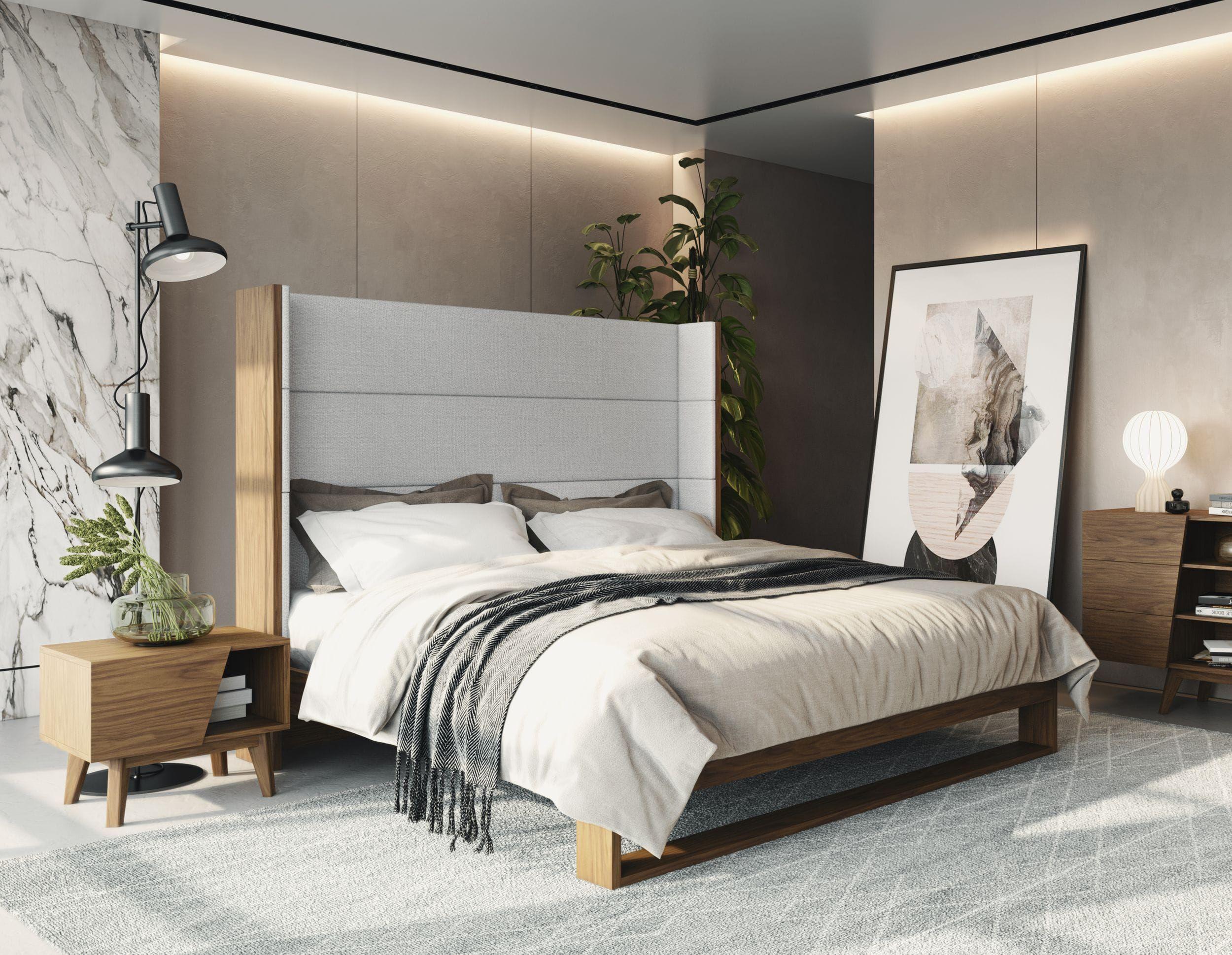 

    
Modern Walnut & Gray King Panel Bedroom Set 3 Heloise VGBBMA1502-BED VIG
