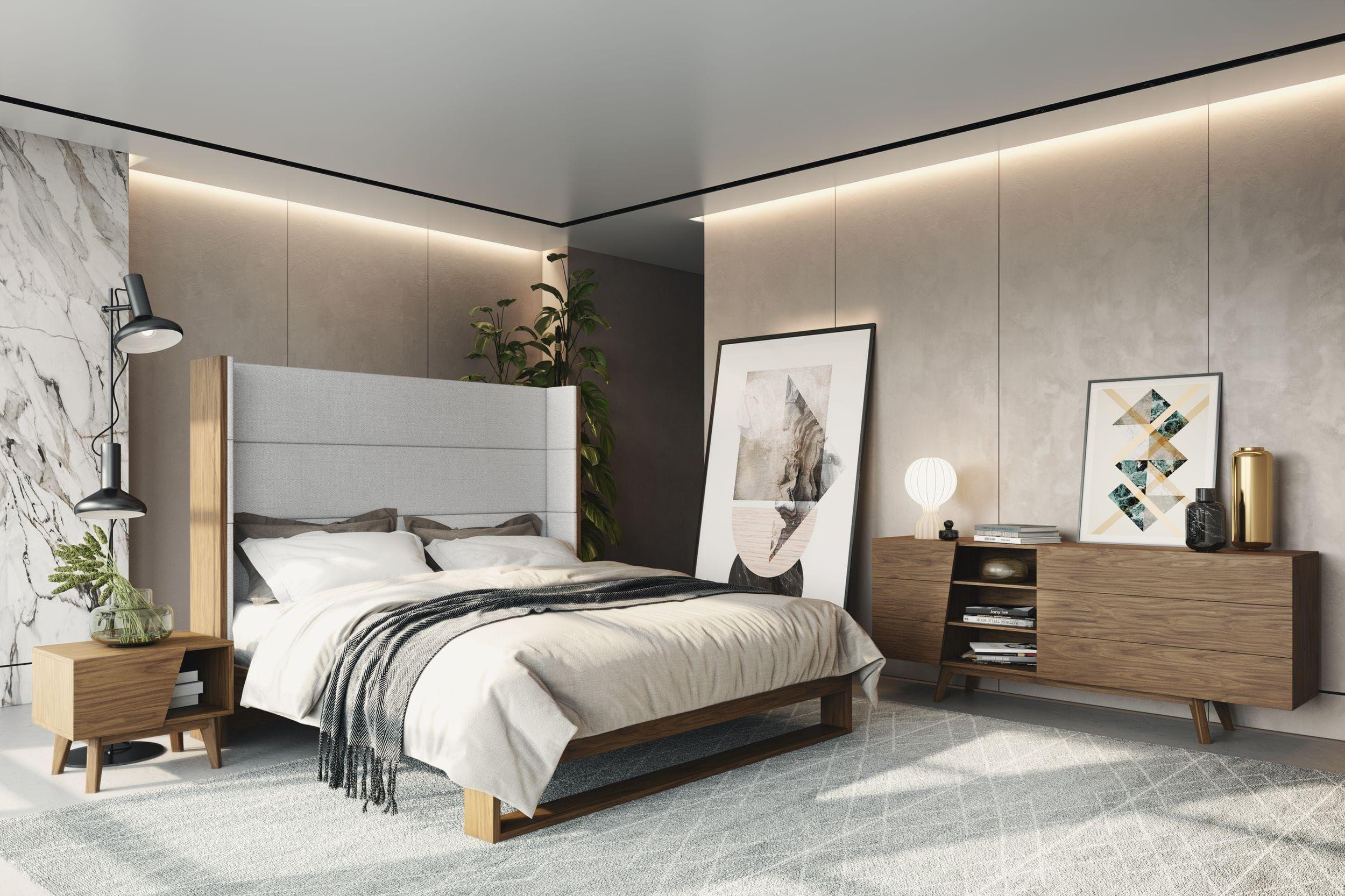 

    
Contemporary Walnut & Gray King Panel Bedroom Set 4 Heloise VGBBMA1502-BED VIG
