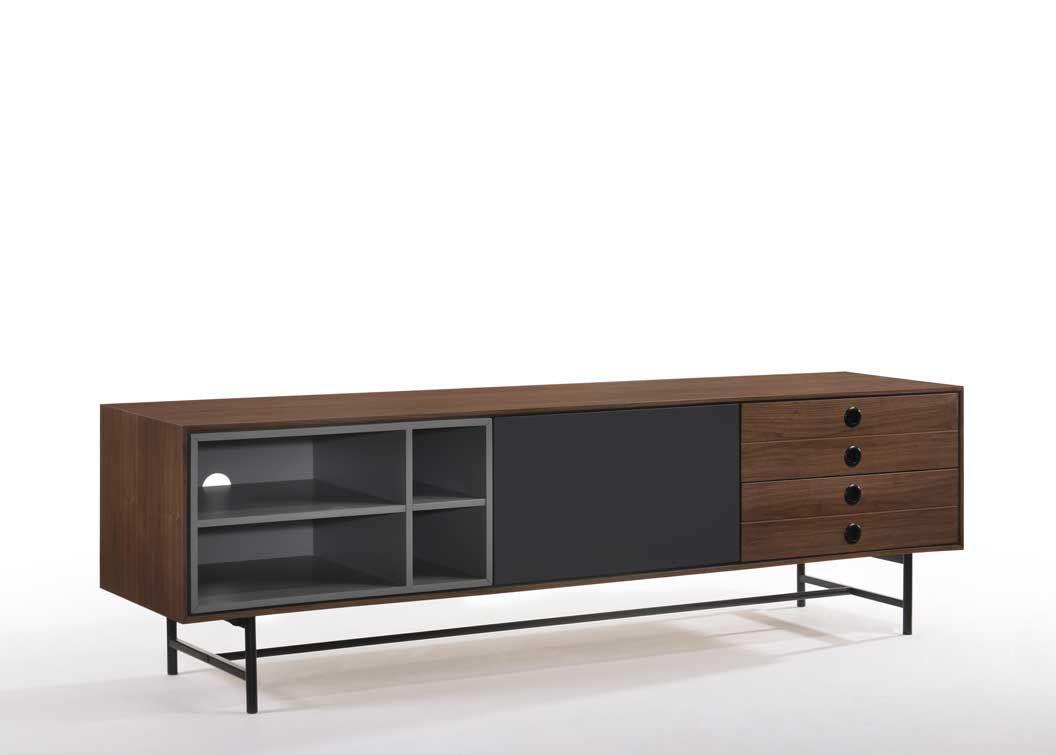 Contemporary, Modern TV Stand VGMABH-582 VGMABH-582 in Walnut, Gray 