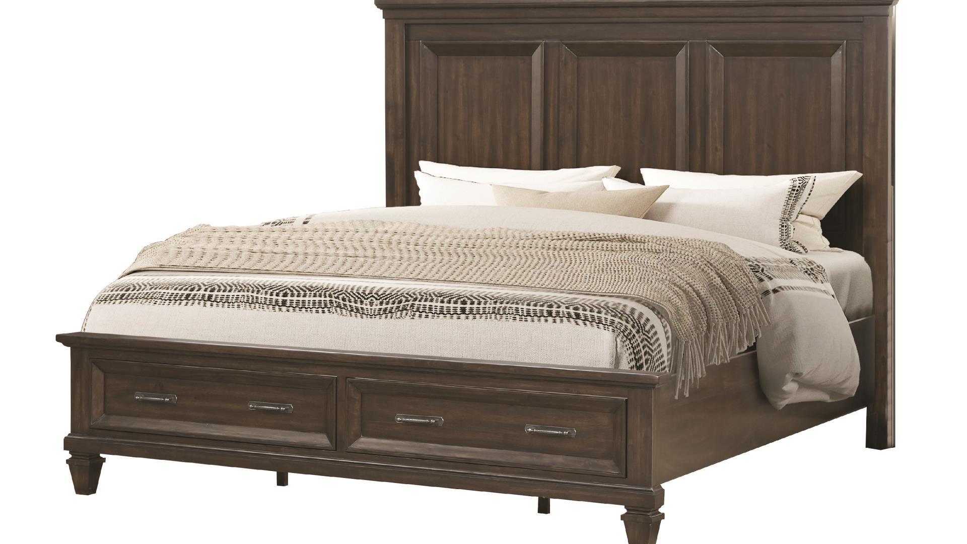 

    
Walnut Solid Wood Storage Queen Bed HAMILTON Galaxy Home Classic Traditional
