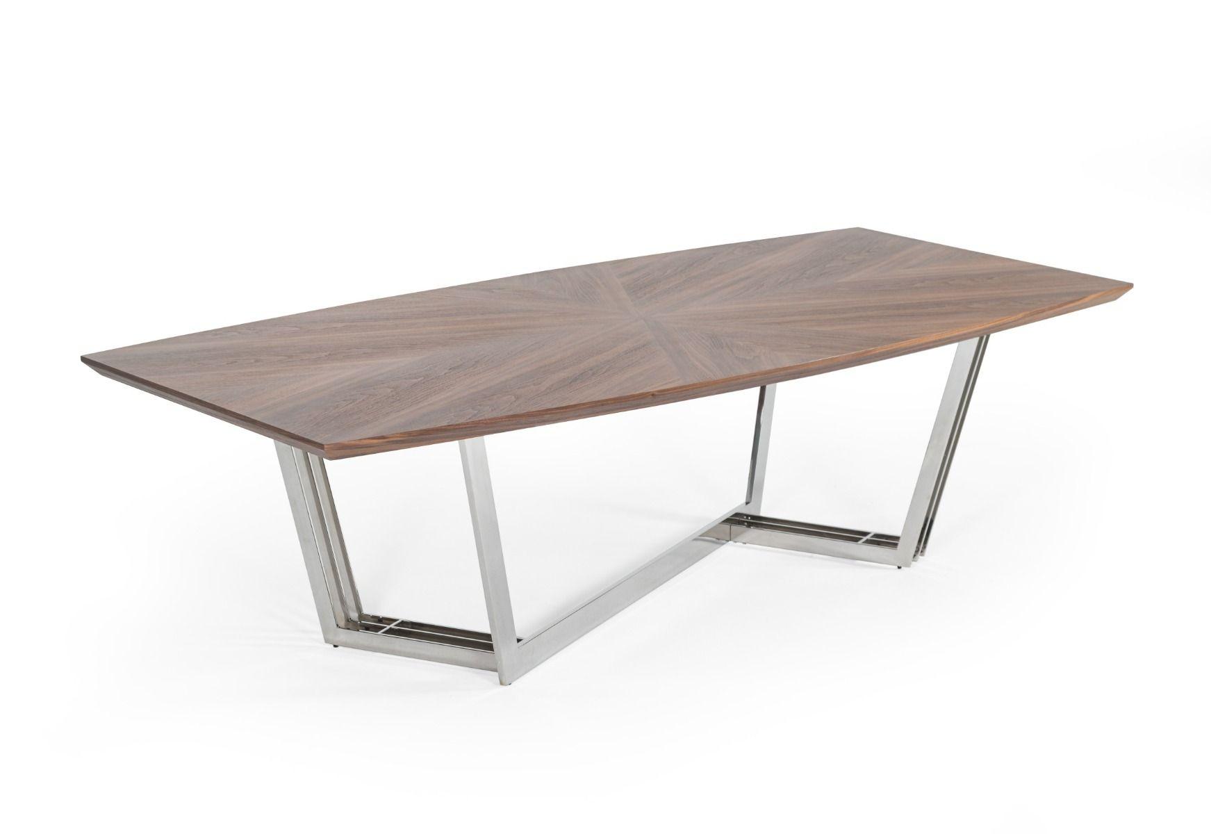 Contemporary, Modern Dining Table Gilroy VGBBMI2003T-WAL-DT in Chrome, Walnut 