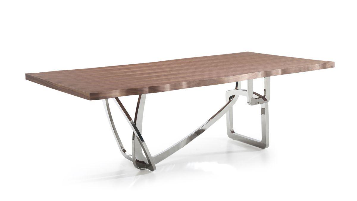 

    
Walnut & Stainless Steel Dining Table Modrest Addy VIG Contemporary Modern
