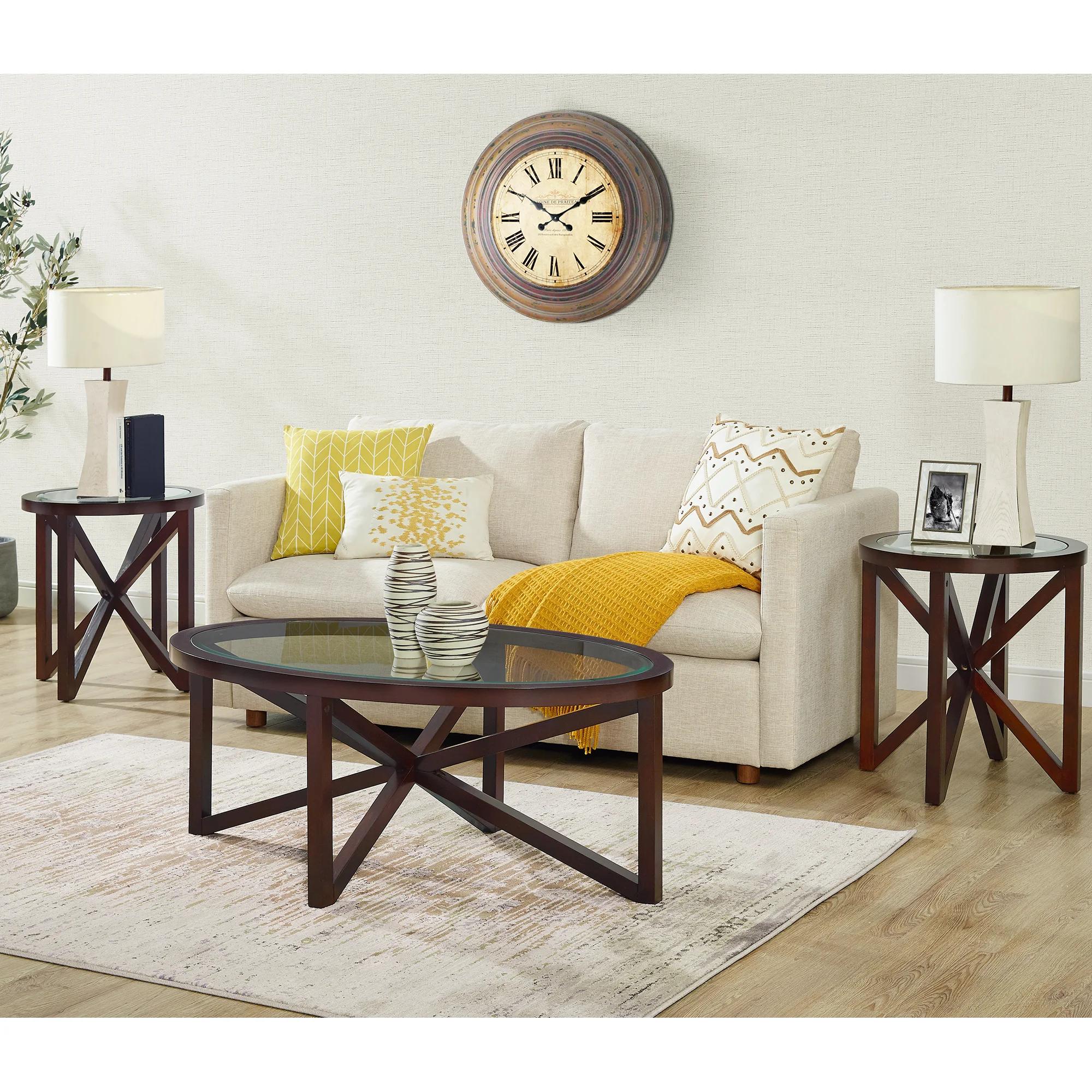 Contemporary, Traditional Coffee Table and 2 End Tables Cole 4249SET in Walnut 