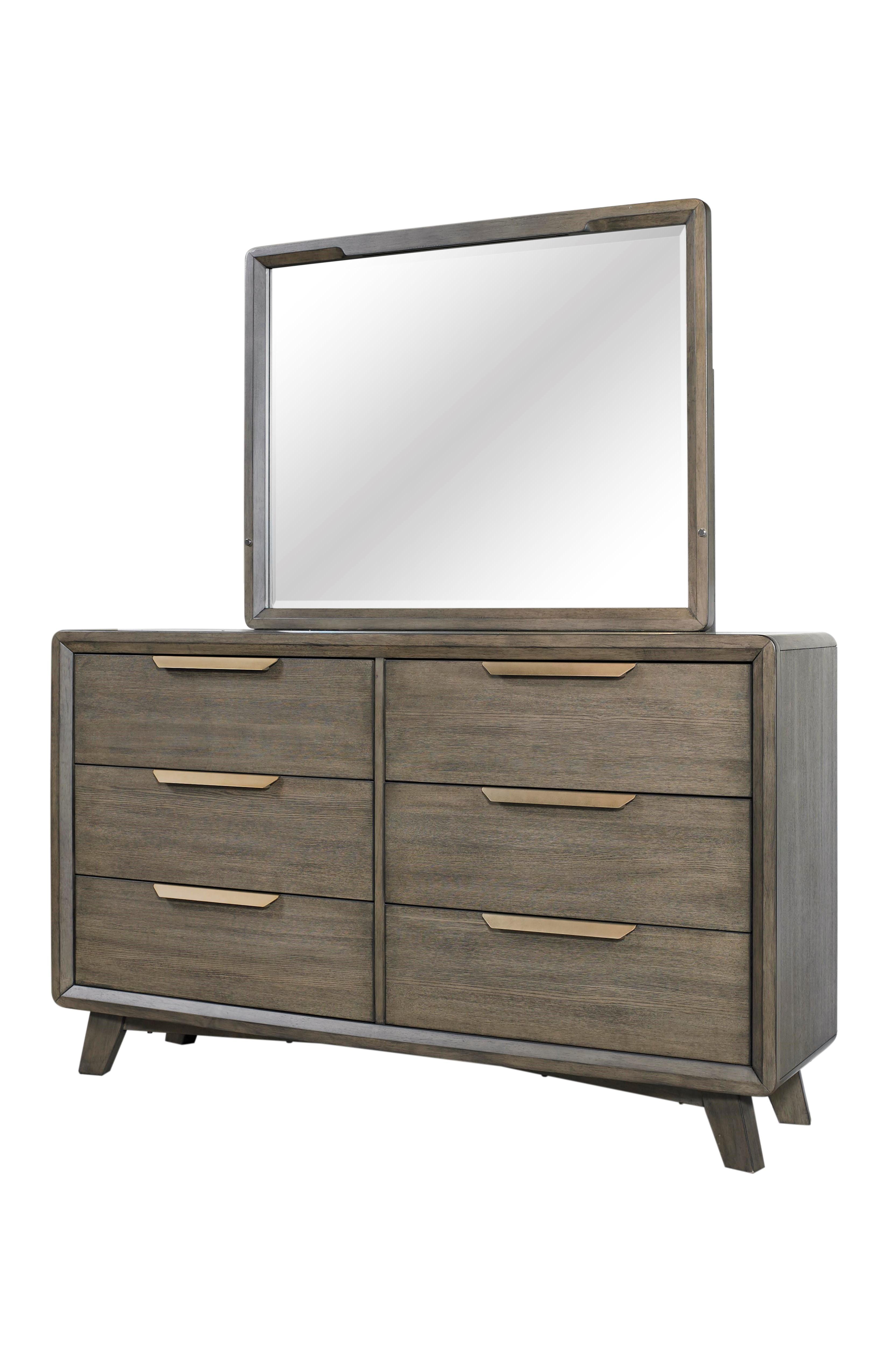 Contemporary, Modern Dresser With Mirror VALENCIA 213-130-Set 213-130-Set in Coffee, Brown 